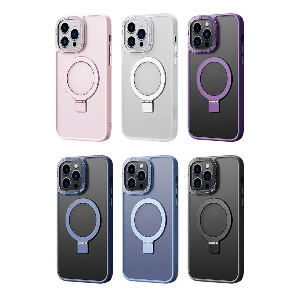 Wireless Charging Magnetic Ring Stand Phone Case For Iphone - Image 13