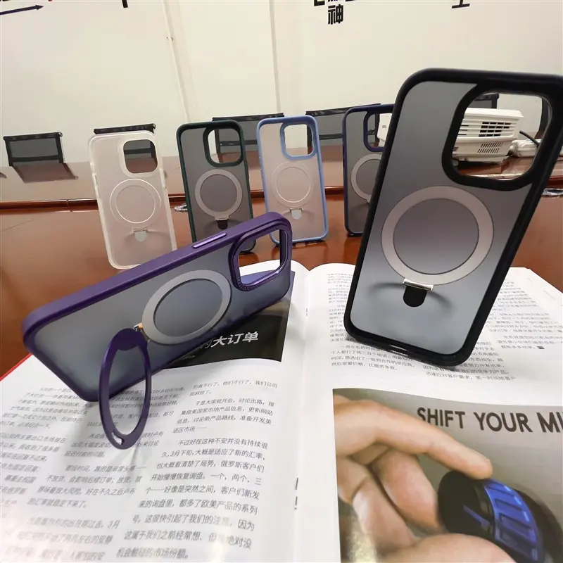 Wireless Charging Magnetic Ring Stand Phone Case For Iphone - Image 4