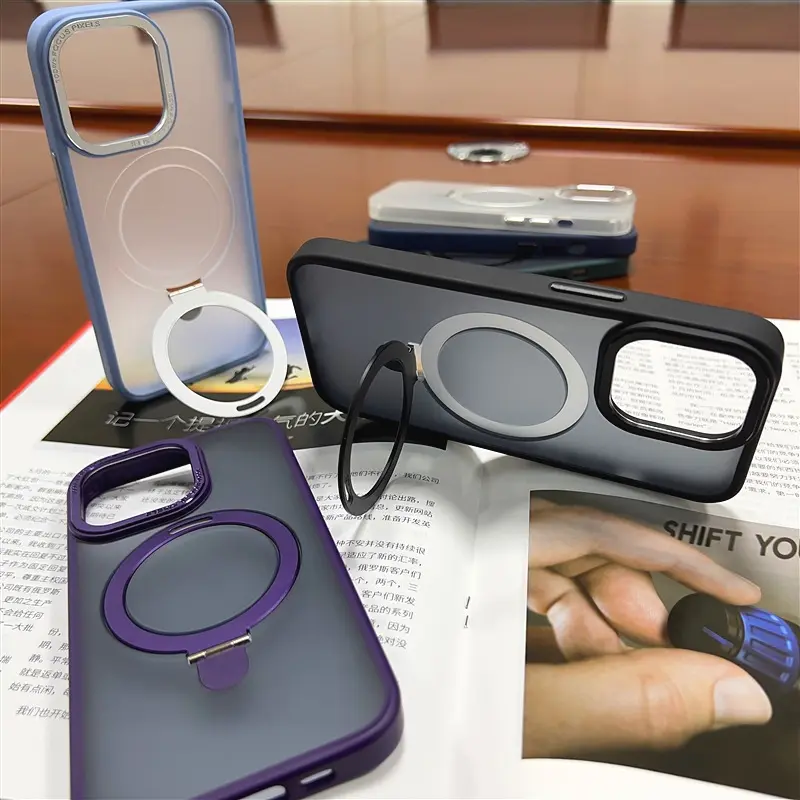 Wireless Charging Magnetic Ring Stand Phone Case For Iphone - Image 5