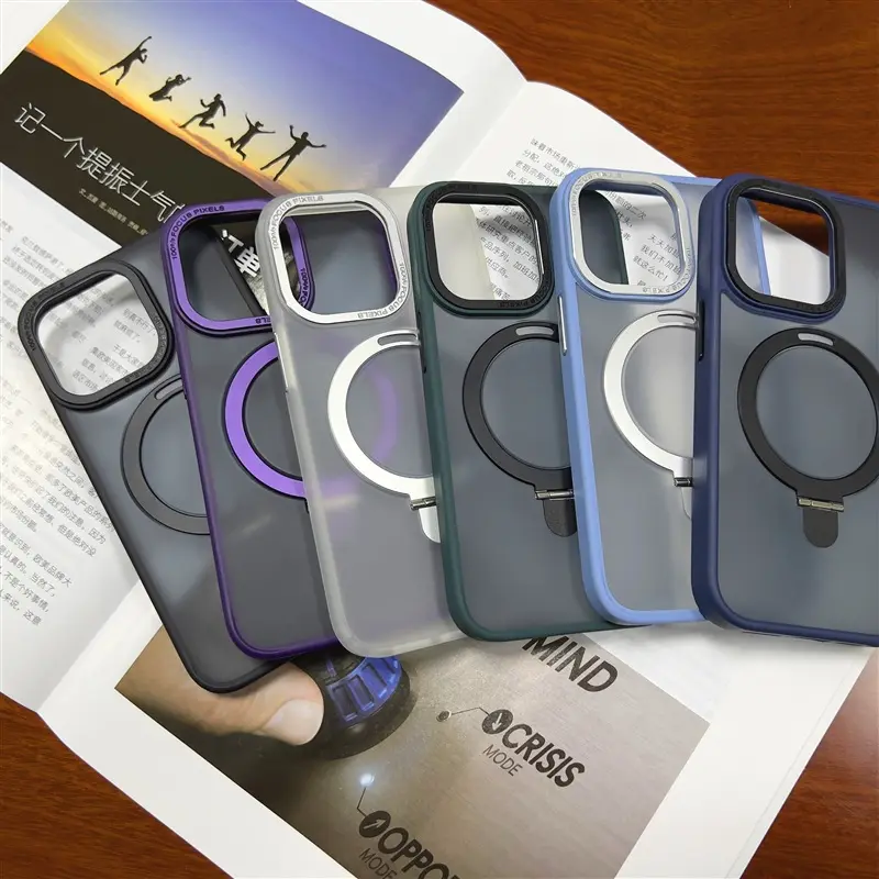 Wireless Charging Magnetic Ring Stand Phone Case For Iphone - Image 12